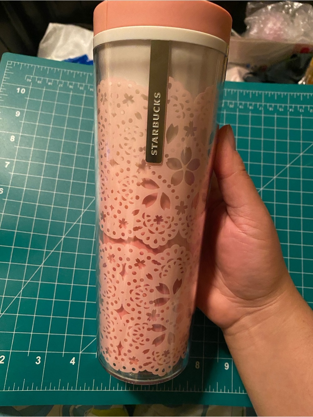 Starbucks Japan 2018 Sakura Series Cherry Blossom Pink Lace Tumbler (16oz)
